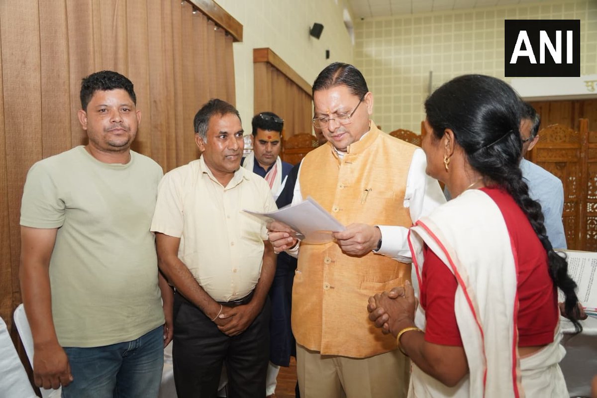 ANINewsUP's tweet photo. Uttarakhand Chief Minister Pushkar Singh Dhami on Tuesday met people from various parts of Uttarakhand at the Mukhyasevak Sadan at the Chief Minister’s residence and heard their grievances. During the public hearing, people from different districts apprised the Chief Minister of issues concerning them.

The Chief Minister listened to the grievances one by one and sought details of the concerned cases from officials, directing them to take necessary action. He said that direct communication between the public and the government through public representatives strengthens the democratic system. Public hearings provide people with an opportunity to directly bring their concerns before the government and also pave the way for resolving matters pending at various levels.

People raised several issues related to roads and connectivity, drinking water, electricity, education, healthcare, revenue, irrigation, employment, transfers and local development. The Chief Minister sought updates from officials on the status of these cases and directed them to take necessary action in accordance with eligibility criteria and applicable rules. He instructed officials to ensure that cases which can be resolved at the departmental level are not unnecessarily delayed, while matters requiring a decision at the government level should be submitted through the prescribed process.

The Chief Minister said that the state government’s priority is to ensure that the benefits of good governance reach every citizen. He said the government’s schemes and policies can only be truly meaningful when their benefits reach those in need in a timely manner. He directed officials to forward the cases to the concerned departments and ensure prompt action.

Chief Minister Dhami said the government is continuously working towards the overall development of the state while keeping public sentiments and expectations in mind. He also directed officials to ensure that issues concerning the common people are resolved with a humane approach while adhering to rules and regulations.