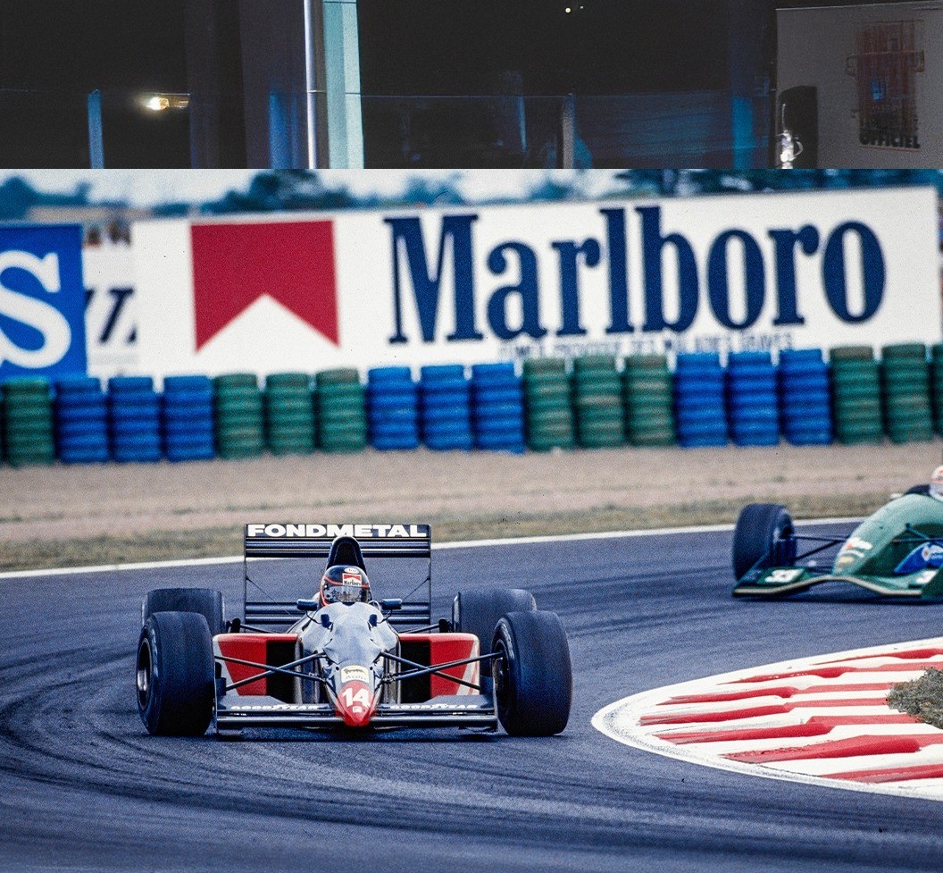 TheHardCompound's tweet photo. Because the formerly-Osella Fondmetal FA1M-E looked beautiful, here's Olivier Grouillard at his home @F1  Grand Prix at Magny-Cours in 1991 - one of only 4 GPs he qualified for that year.

After starting 21st he retired on lap 47 with an oil leak 🇫🇷

#f1 #throwback #onthisday https://t.co/eTRt0uoA8F