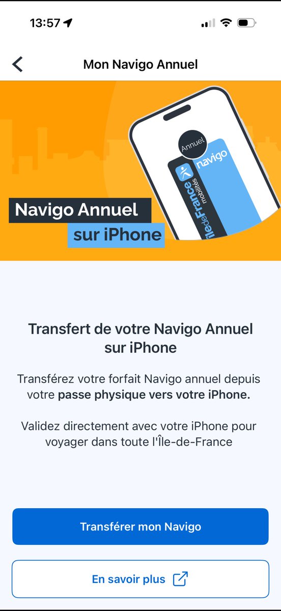 antdotvgr's tweet photo. Le Navigo annuel est maintenant disponible dans Wallet sur iOS !! 

(Ajout avec la dernière mise à jour de l’appli IDFM) https://t.co/ZWjRrSuOV6