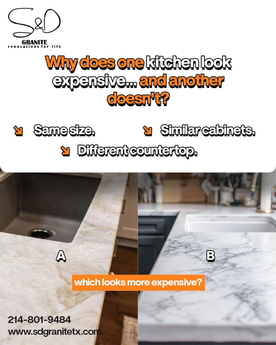 SDGraniteTX's tweet photo. So, which one would you choose?
A or B? 👇
📞 214-801-9484
🌐 https://t.co/9Q9XgXTv0f
luxury kitchen, countertop installation, kitchen renovation, dallas countertops
#sdgranitex #kitchenremodel #countertops #granitecountertops #dallaskitchens https://t.co/o8QXUtGasS