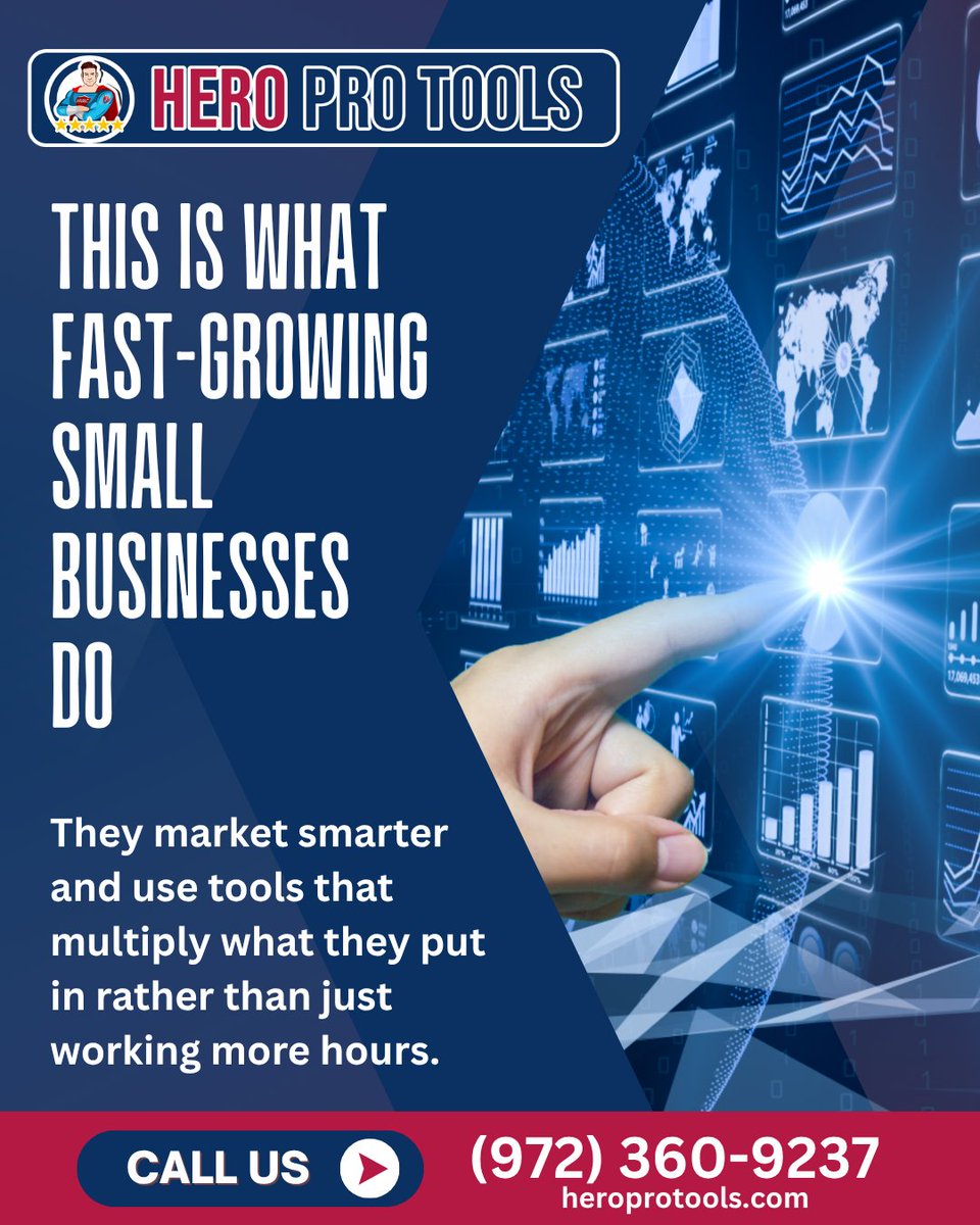 coachstevenlloy's tweet photo. The top-performing small businesses you admire did not get there by accident. They invested in tools, built presence, and used real data. That strategy is repeatable. Call (972) 360-9237 to build the foundation with Hero Pro Tools. #HeroProTools #BusinessGrowth #MarketingStrategy https://t.co/iv1dMk8xoM