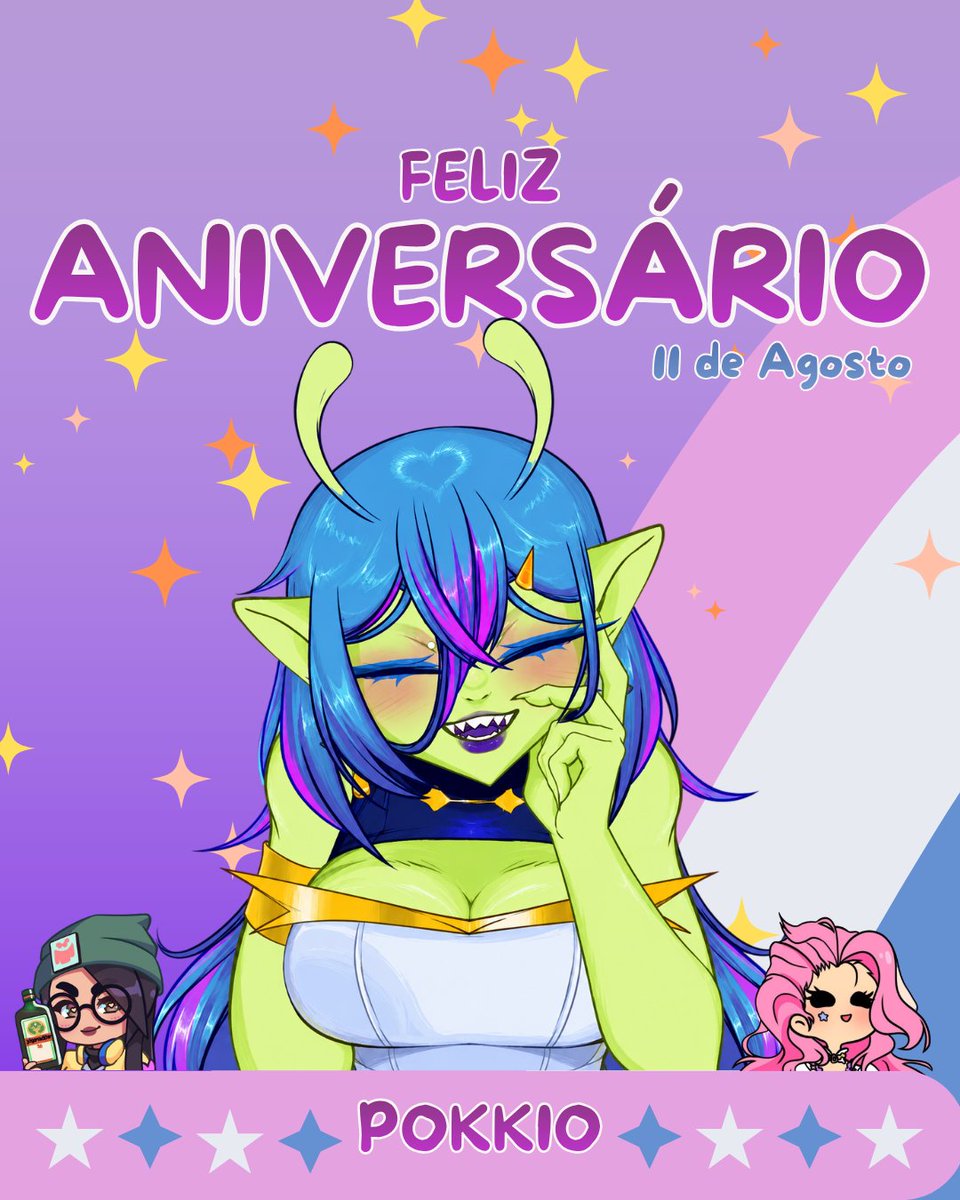 Aquelapokkio's tweet photo. Hoje é o dia da nossa alien boboca!!!! Feliz dia do bolo pra mim!! 💜💜✨️

Art by @/luis_buarque0705 https://t.co/MdRGzazjH2