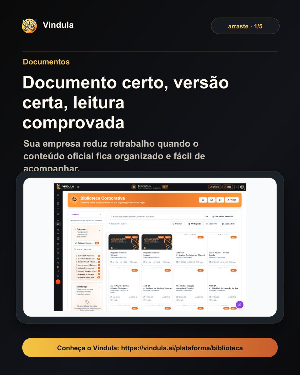 vindulaintranet's tweet photo. Documento desatualizado tambem e ruido. O Vindula ajuda sua empresa a organizar versoes e acompanhar leitura de conteudo critico. https://t.co/lPKn0DqYEr