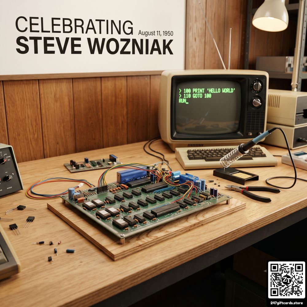 zaintech's tweet photo. Happy Birthday to Steve Wozniak, born #OnThisDay in 1950! The engineering genius behind the Apple I &amp; II, "Woz" single-handedly designed the foundational hardware that sparked the personal computing revolution. 🛠️🍎

#TechHistory #Innovation #ZainTech https://t.co/TSD2JoI6nv