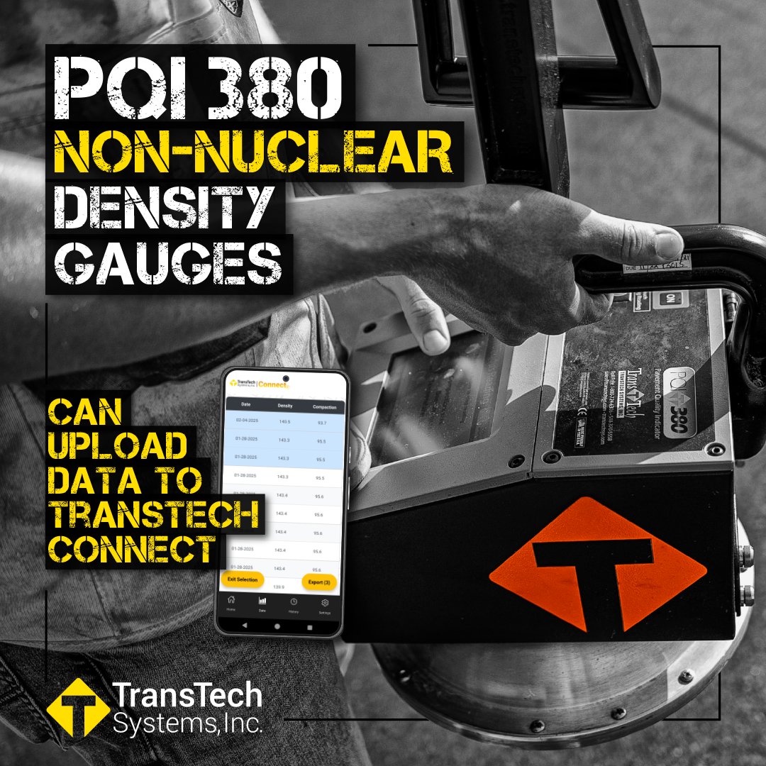TransTechSystem's tweet photo. Our #PQI380 #NonNuclear #AsphaltDensity gauges can upload measurement data to #TransTechConnect, making it easier than ever to share #asphalt density results! ๐
Check out our tutorial to get connected โก๏ธ https://t.co/9D7DDIaNE6 #TransTechSystems #QCForEveryone #TechTipTuesday https://t.co/FpUGtTOT1g