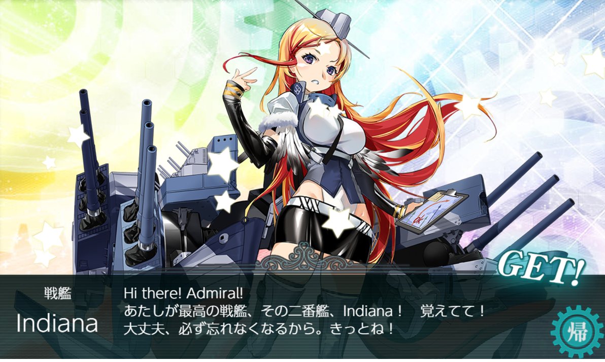 HmotKanColle's tweet photo. E-2乙で攻略完了しました！
W2で装甲破砕終わらせてボス前までに雷巡コンビが中破してましたがダメ元でそのまま突っ込んだらT字有利＆艦載機健在と幸運尽くしで長波が残りの随伴を、朝霜が一発で仕留めてくれました。おまけにゲージ破壊
ドロップでIndianaまで来てでき過ぎぶりに驚いています...。 https://t.co/7x9SatVpop