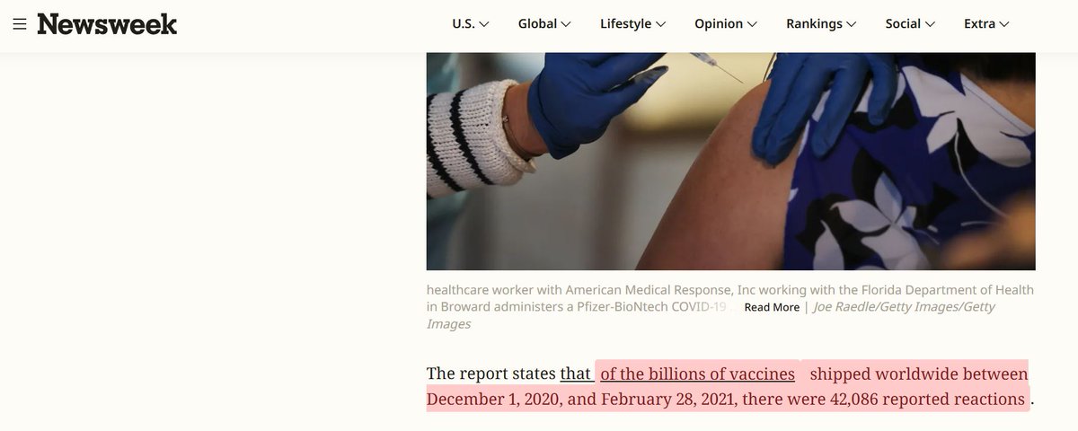 canncon's tweet photo. While the Fauci Texts start to fill up the news cycle, never forget this key fact:

Pfizer's clinical trial showed 1,223 fatalities during the trial.

This was out of <REDACTED> number of doses shipped worldwide.

How is the NUMBER OF DOSES SHIPPED redacted!?

Why was this hidden from the public?

And why did Newsweek try to "debunk" the story and claim it was "billions" shipped worldwide???