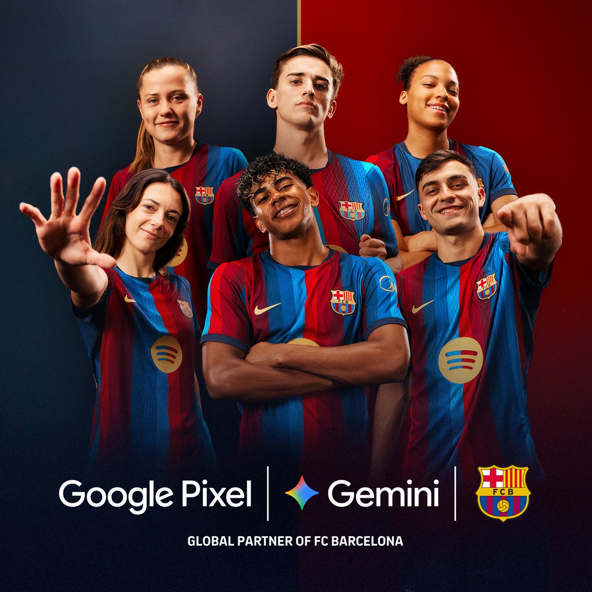 FCBarcelona's tweet photo. 🤝 @GeminiApp and @MadebyGoogle become new FC Barcelona partners 
📰 More information: https://t.co/NkJjMP810O https://t.co/DHzL0tQHS8