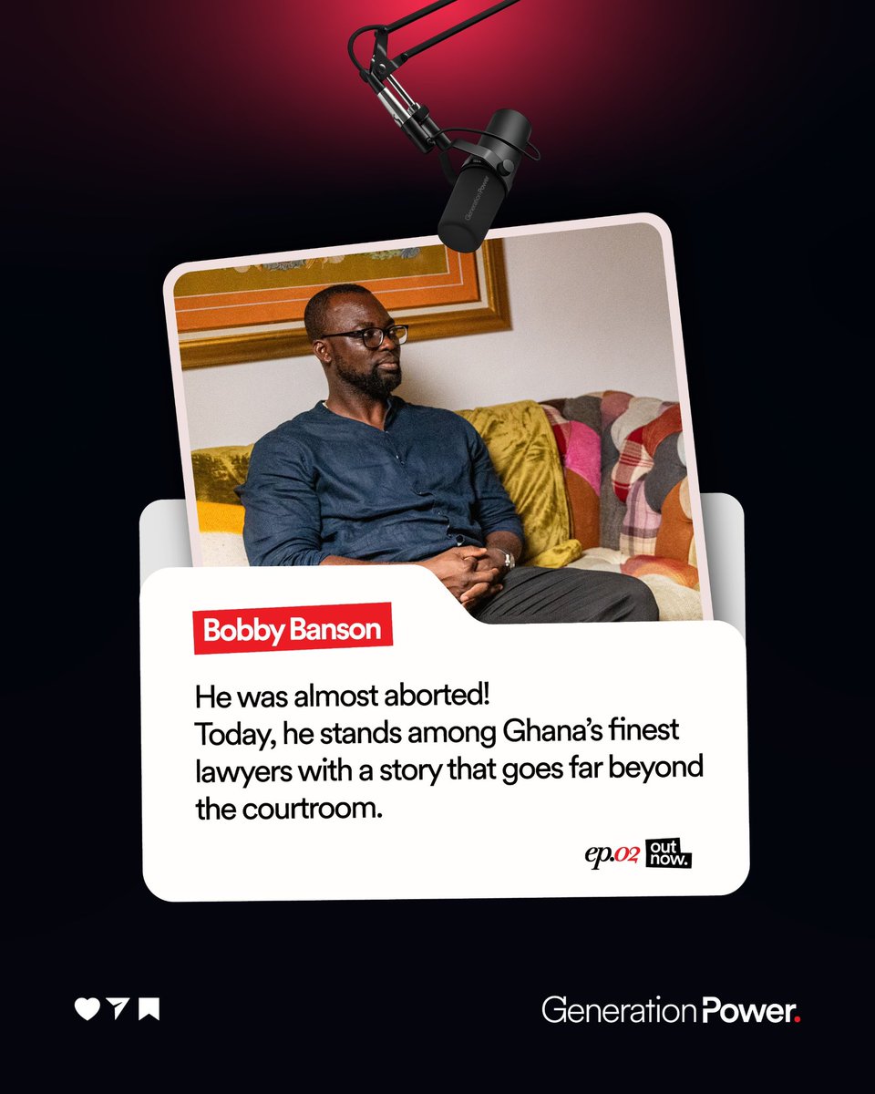 wearegenpower's tweet photo. He was almost aborted. Today, he stands among Ghana’s finest lawyers.

But what happened between those two realities?

Watch the full episode on YouTube.

#GenerationPower #BobbyBanson #Success #HelpedByGod #FaithInTheMarketplace https://t.co/HUVnmyupcu