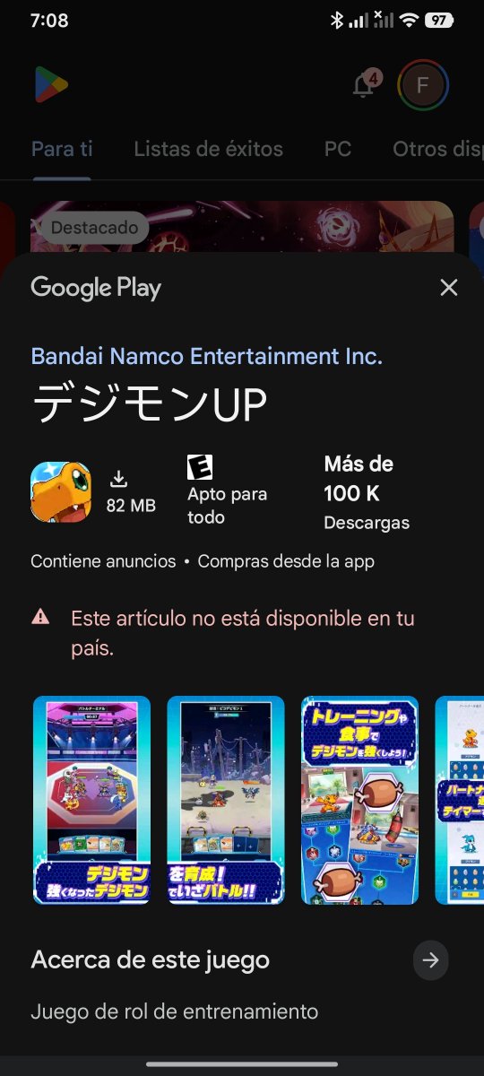 Ggameplays_'s tweet photo. @Digimon_up_en Ok but now it says is not available on my countrym im from Colombia and I was able to play. Pls fix this @Digimon_up_en @Digimon_up_jp https://t.co/GyC32HmsNp