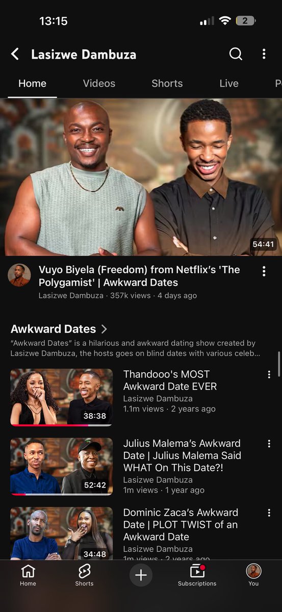 lasizwe's tweet photo. I cannot put into words how I feel right now. 🥹❤️

Firstly, THANK YOU Vuyo Biyela for being sooooo COOL! You don’t understand what you’ve done, not just for me, but for a conversation I believe this country needed to see.

THIS is why I created #AwkwardDatesZA .

To entertain, yes. To make you laugh, absolutely. But also to create moments that challenge how we see each other and show that sometimes… we really can just coexist.

And the response? INSANE.

130k views in the FIRST 24 Hours.
YouTube records broken. 100k views per day (4 days later)

But beyond the numbers, it’s the conversations that have moved me the most.

(Swipe through this post and see for yourself.)

This is bigger than a viral episode for me. This is impact.

NOW THIS IS AWKWARD DATES! ❤️🔥