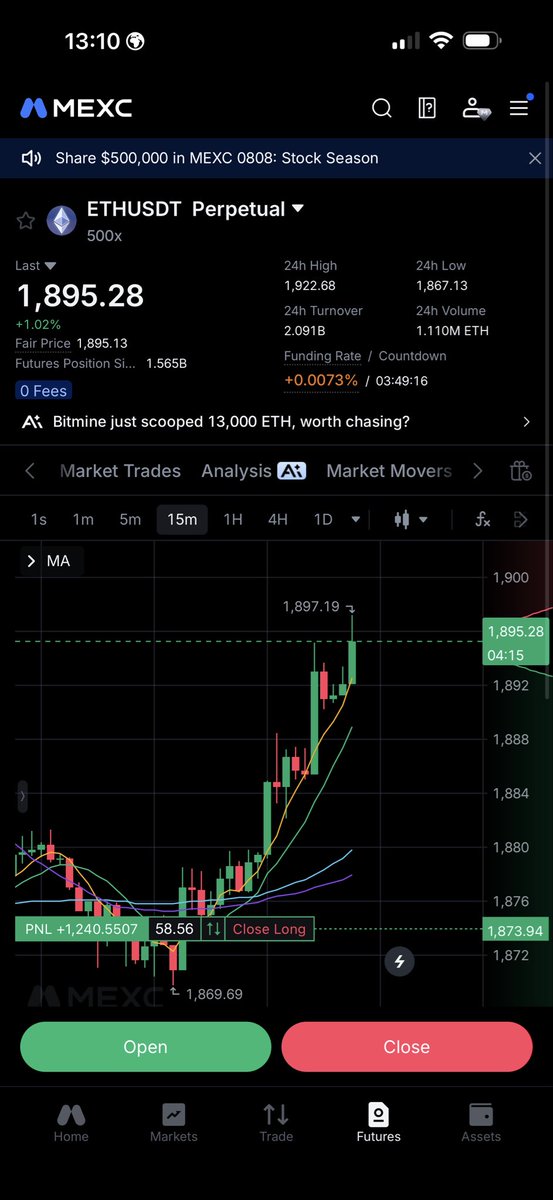 The_MarketMover's tweet photo. ethereum:native UPDATE!!!! Partials and sl to Be https://t.co/HLnzj4CsrN