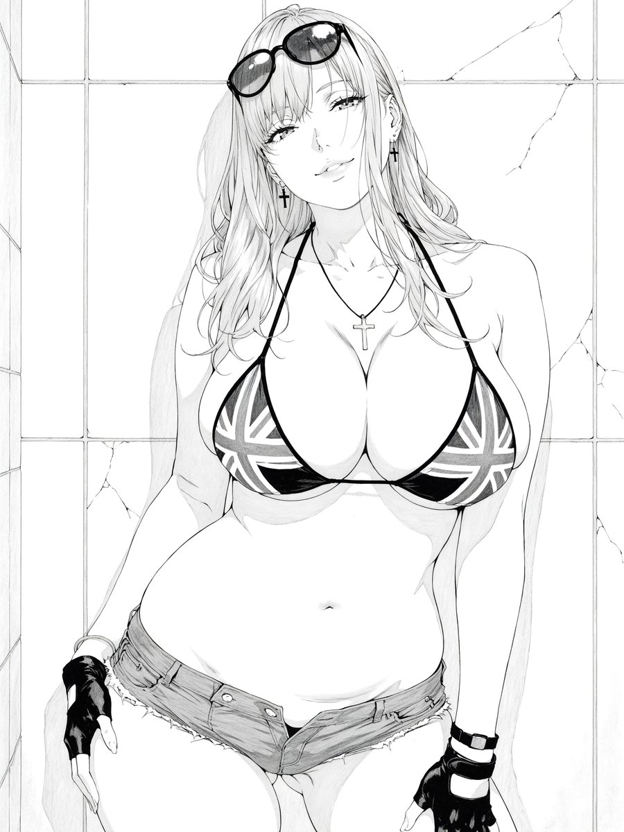 AI_Kei75's tweet photo. ユニオンジャックの柄を試してみる漫画風ギャル🇬🇧 https://t.co/VSBhjQNjZ4