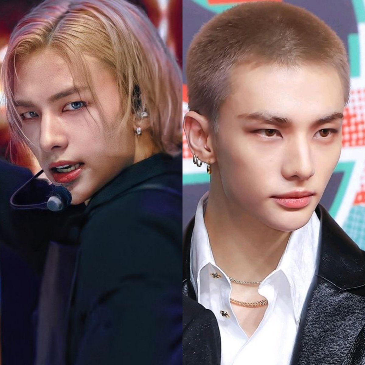 hyunjincrave's tweet photo. Seungmin and Han credit Hyunjin for setting both the long hair trend and the buzzcut trend. https://t.co/okIBnmAlUb
