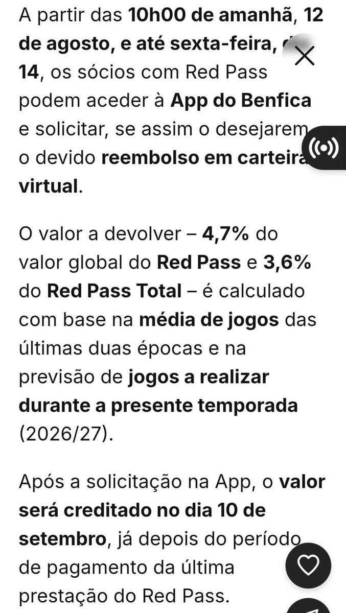 fmtorgal's tweet photo. O reembolso não ser automático é absurdo.

O facto de darem 2 dias a sócios para terem de ser eles a pedirem o reembolso só mostra que o interesse é não terem de pagar dinheiro que é dos detentores de redpass por direito.

Curiosamente isto só aparece no site, porque não recebi nenhum sms.

“Pequenos gestos, gestos grandes impactos.”
