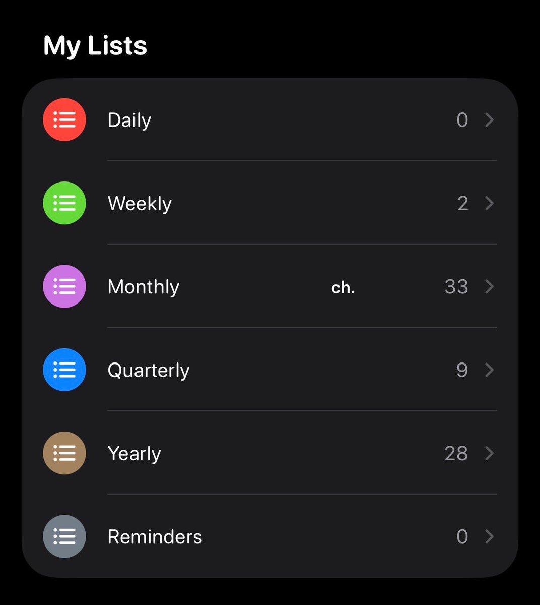 chyoumayknow's tweet photo. life hack เราคือ ใช้แอป Reminders เตือนทุกอย่างที่ต้องทำประจำ (มีอยู่แล้วใน iPhone) แล้วถอดออกจากสมองไปเลย เตือนแล้วค่อยทำ

ตัวอย่าง tasks
🟢 Weekly — ซักเครื่องนอน, ซื้อของเข้าตู้เย็น
🟣 Monthly — จ่ายบัตรเครดิต, หนี้, บิลต่าง ๆ, ลงทุน, อาหารแมว, เช็คลมยาง
🔵 Quarterly — ตรวจสุขภาพแมว, ล้างแอร์, ทำความสะอาดโซฟา, เปลี่ยนไส้กรองอากาศ
🟤 Yearly — ทำฟัน, ตรวจสุขภาพ, ประกันรถ, พรบ, วางแผนลดหย่อนภาษี, ใช้ point ในบัตร, เช็กวันหมดอายุบัตรประชาชน ใบขับขี่ ฯลฯ

เดี๋ยวนี้มันโชว์ใน Calendar แล้วด้วย ในนั้นก็มีพวก events, appointments ต่าง ๆ ลงไว้ จะได้ไม่ตกหล่นอะไรไป 🙌🏻

แถม ๆ ถ้าขี้เกียจสร้าง สั่ง siri เอาได้เลย 🗣️
เช่น
- create a reminder to pay water bill every fifth of the month
- create an event to go concert Loso on 21st October 8 PM at Cloud 11