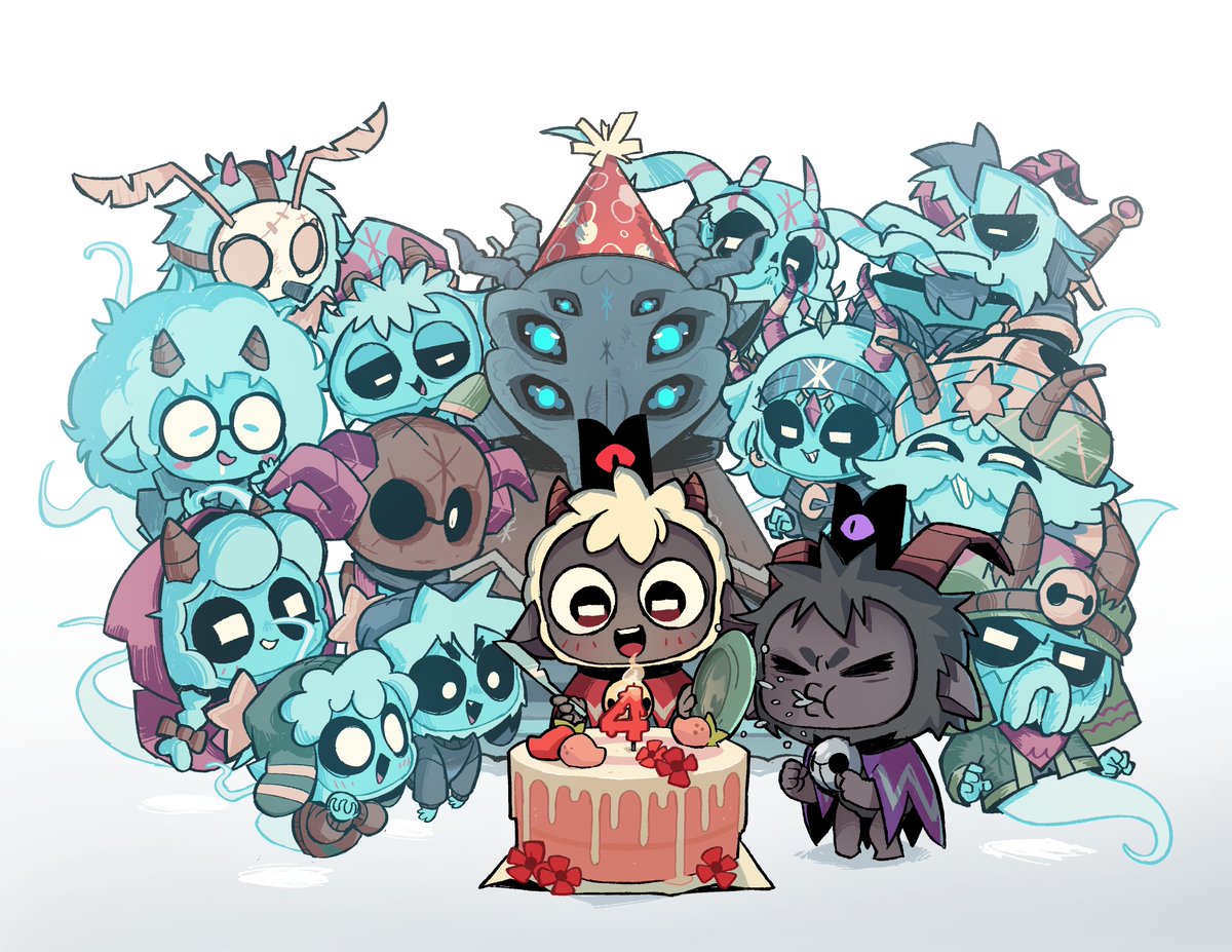 cultofthelamb's tweet photo. We are four years old. We are the youngest game ever.

We are also having a big birthday sale on Steam and consoles to celebrate. Praise the Lamb.

New birthday art from the amazing @carlesdalmauart https://t.co/Qf9oxKPMD2