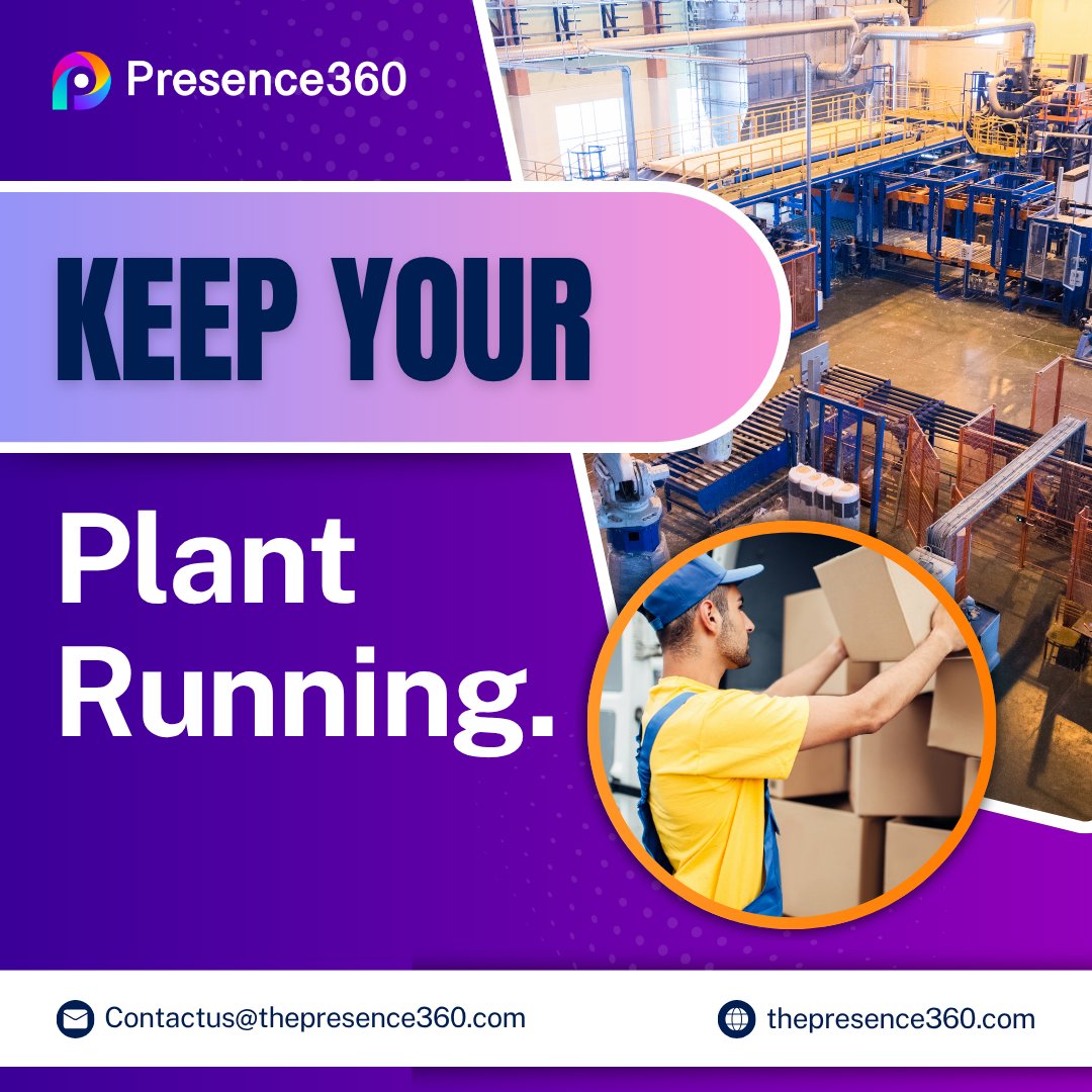 ThePresence360's tweet photo. Unplanned downtime costs more than time.

Presence360 helps you prevent failures, manage assets, control spares &amp; boost plant performance.  Less downtime. Lower costs. Smarter maintenance.  

Learn more: https://t.co/TSlmMJKT5x 

#Presence360 #ERP #Manufacturing #PlantMaintenance https://t.co/skWdBYroJh
