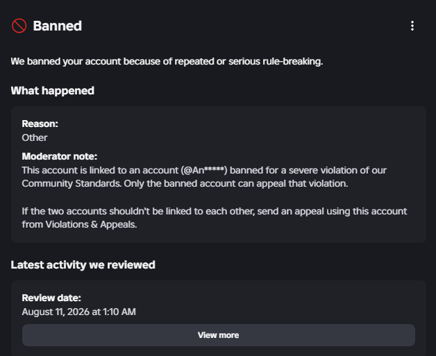 tiffikan's tweet photo. 🚨Roblox can permanently ban you for no reason🚨

⚠️Roblox has started issuing mass permanent bans to millions due to an AI glitch, and these bans are virtually impossible to appeal⚠️

‼️Millions of people have been affected over the past 6 months‼️

🙏♻️Help reach @Roblox with a repost and a like🙏♻️

🔴@Roblox, please listen to this problem! There has been a massive glitch in the AI ​​moderation system, leading to an unprecedented number of mass false permanent bans, and affected people are not seeing a window to appeal them🔴

🚧Almost all of these bans are of the same type (enforcement bans).
These are false positives from the automated system due to "linked to another account." Almost all of the victims of this ban do not have, and never had, an alternative account!!! A person is banned for linking to a completely random account, but the main problem is that this ban can only be appealed on behalf of the account the system linked the player to, but the player can't do this because they don't have access to and never owned the mistakenly linked account.

📝As for support, the system simply doesn't issue this type of ban violation with an appeal button on the Violations & Appeals page, so the player is simply deprived of the opportunity to appeal this erroneous ban!

🙏@Roblox, unban the victims and my account @tiffikan, which was also a victim of this ban wave, depriving me of years of development at Roblox Studio and all my projects that I've been working on for over 10 years. It's simply terrible!

Investigate this issue and fully restore the accounts of all those affected.
There are an incredible number of people affected!!!!
#Roblox #RobloxDev @Roblox_RTC @KreekCraft