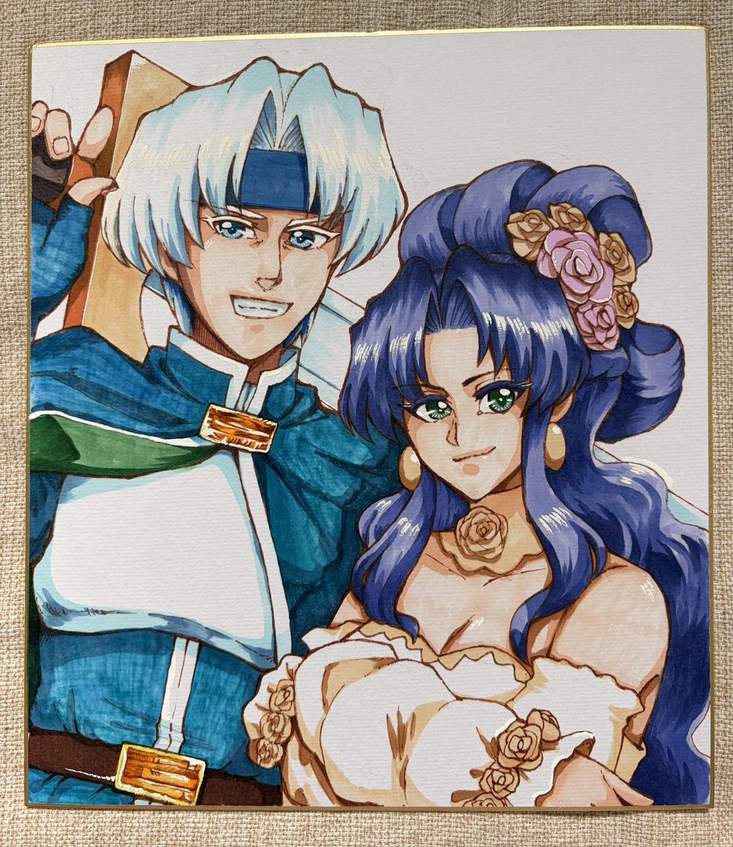 写真を参考に描いた色紙 Wルルー シェルル サタシェ 持ち込む予定です✨