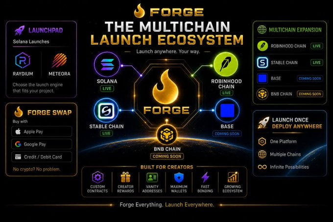 ForgeLaunchPad's tweet photo. 🔥 Welcome to the Forge Ecosystem

Forge is a multichain launch ecosystem built for creators
 Launch, customize, grow, and trade across multiple chains from one platform.

🚀 LaunchPad: https://t.co/E64mWKbRaM
⚒️ Forge Swap: https://t.co/xSPICFSLwp
💬 Telegram: https://t.co/0psx6IgIf5
🐦 Forge LaunchPad: https://t.co/y5uyE2qZXG
🐦 Forge Swap: https://t.co/a7yxKZC8o6
🎵 TikTok: https://t.co/2AAyvdAZvM
Launch anywhere. Your way. 🔥