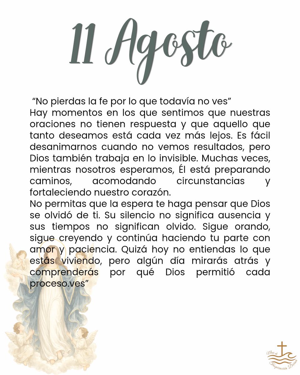 mar_deInsDivina's tweet photo. Confía en Él; lo que parece tardanza puede ser la preparación para una bendición que llegará en el momento perfecto. 🙏🏻🤍✝️ https://t.co/kpjrAouUZy