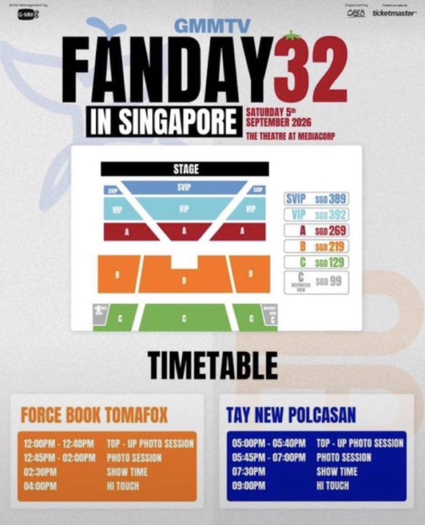 Nylaticket2's tweet photo. WTS 

GMMTV FANDAY 32 IN SINGAPORE 🇸🇬

- SVIP
- VIP
- ZONE A 

instant transfer | meet up F2F 
on-site assistance venue☑️

Dm me if interested to buy 📩

#GMMTVFANDAY32SG
#ForceBookTomafoxXFanday32SG
#TayNewPolcasanXFanday32SG
#ForceBook
#TayNew https://t.co/IYsOXPCqHp