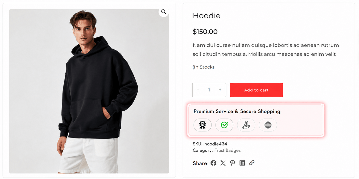ThemeHunk's tweet photo. Your customers need a reason to trust your store.

🛡️ Secure checkout
🚚 Free shipping
↩️ Easy returns
💳 Secure payments
⭐ Money-back guarantee

Small trust signals can make your product page feel much more reassuring.

Live Demo : https://t.co/PhoD0bxayi https://t.co/sf1rLJ9cSX