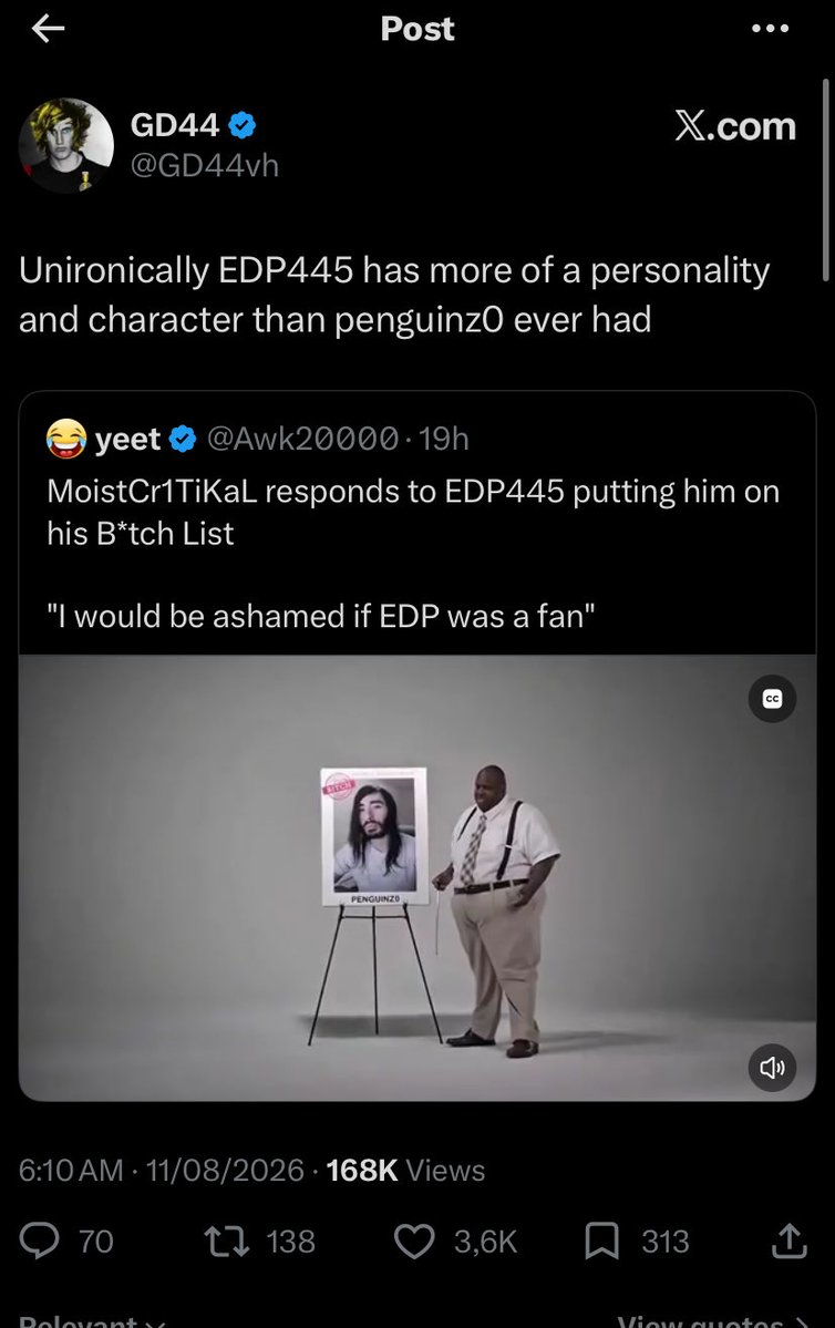 lolcow_wizard's tweet photo. Idk how about you guys, but I’d rather have zero personality than be a fat fucking pedophile https://t.co/5A8wRB7fe4