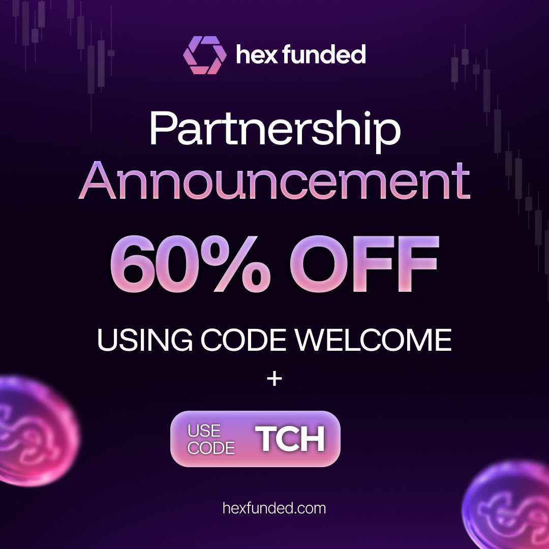 Trade_Cloud_Hub's tweet photo. 🚨 TCH × HEX FUNDED — OFFICIAL PARTNERSHIP

We’re happy to announce that @Trade_Cloud_Hub is officially partnered with @HexFunded! 🤝🏼

We’ve been working to bring better opportunities and exclusive deals to our community, and this one is definitely worth checking out. 👀

For the TCH community, Hex Funded is offering:

✅60% OFF your challenge
✅ Plus extra 5% OFF when using our exclusive code

🎟️ Code: TCH

Thinking about starting a new challenge? This might be the perfect time to do it. No need to pay full price when you’ve got a discount waiting for you 😂

Take a look at Hex Funded, choose your account, and make sure you use TCH at checkout.

Get funded now: https://t.co/4vdygJgmGr