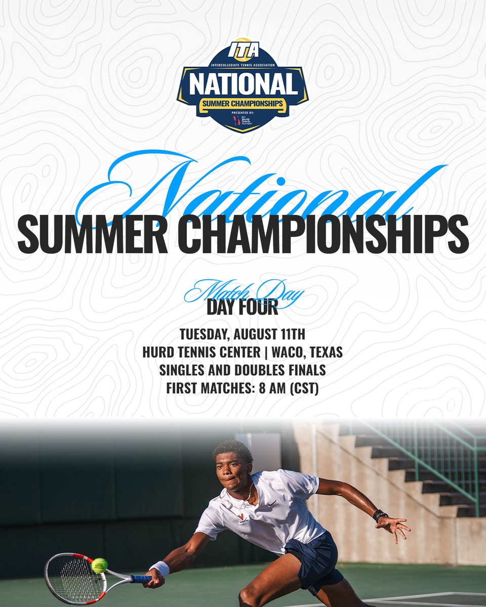 ITA_Tennis's tweet photo. Ready To Hand Out Some Titles π
βΉοΈ ITA National Summer Championships
ποΈ Hurd Tennis Center | Waco, Texas
π https://t.co/X0G2J2qd3v (Draws)
πΊ https://t.co/iPpl2C5QzY (Watch)
#WeAreCollegeTennis | #ITASummerSeries