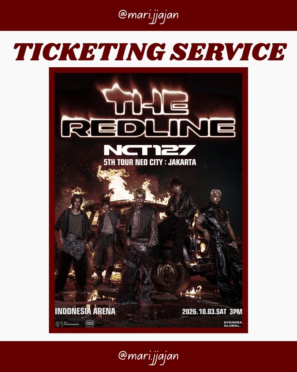 marijjajan's tweet photo. TICKETING SERVICE NCT 127 5TH TOUR NEO CITY: JAKARTA - THE RERLINE by marijjajan

Fee: 400k / tix

Terms &amp; Conditions + booking slot link on the next tweet⬇️

‼️ Limited slot
💌 DM untuk tanya2 yaa💗

t. jastip jaswar jasa war tiket concert konser nctzen chilzen https://t.co/ydGe4XvnG1