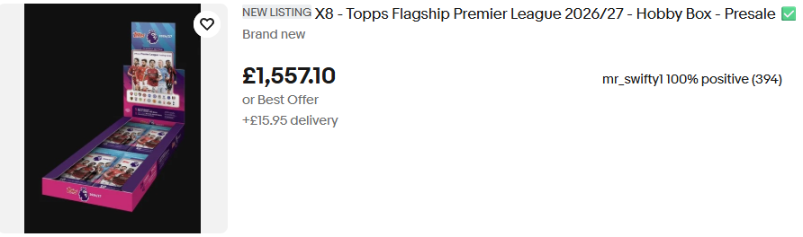 TechSway's tweet photo. @Topps Here are some prime scalpers for you @Topps 
if you care to do anything about it. That's 25 boxes in 4 listings. Plenty more on eBay to be found. https://t.co/VQhfSHn3DQ
