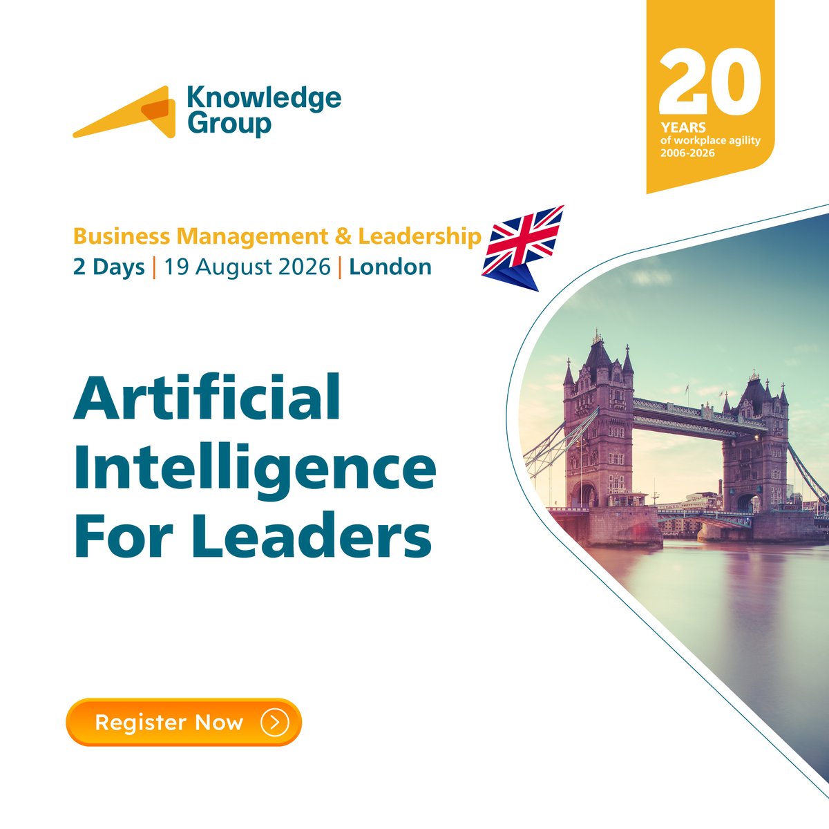 _KnowledgeGroup's tweet photo. Join us for Artificial Intelligence for Leaders, an intensive 2-day programme in London built for executives and senior professionals ready to lead in an AI driven world.

📍 London, UK
📅 19–20 August 2026

Secure your place today: https://t.co/WJRQpSRRjl https://t.co/iVpEDcCUHr