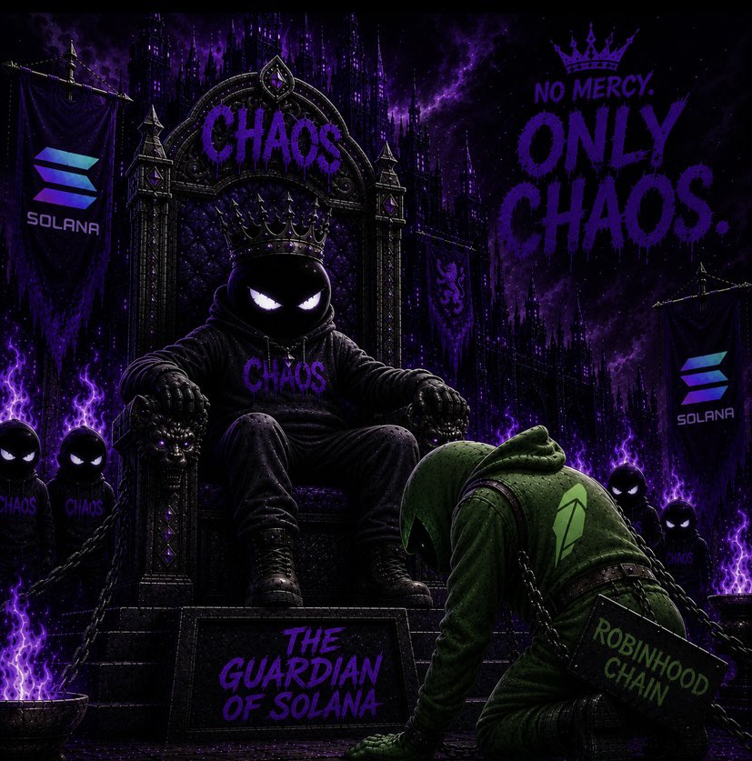 JustChaosMeme's tweet photo. You wanted Solana’s throne?

Then kneel before its Guardian. 👑

NO MERCY.

ONLY CHAOS.

#Solana #Sol @solana https://t.co/ncgSPV8aR7