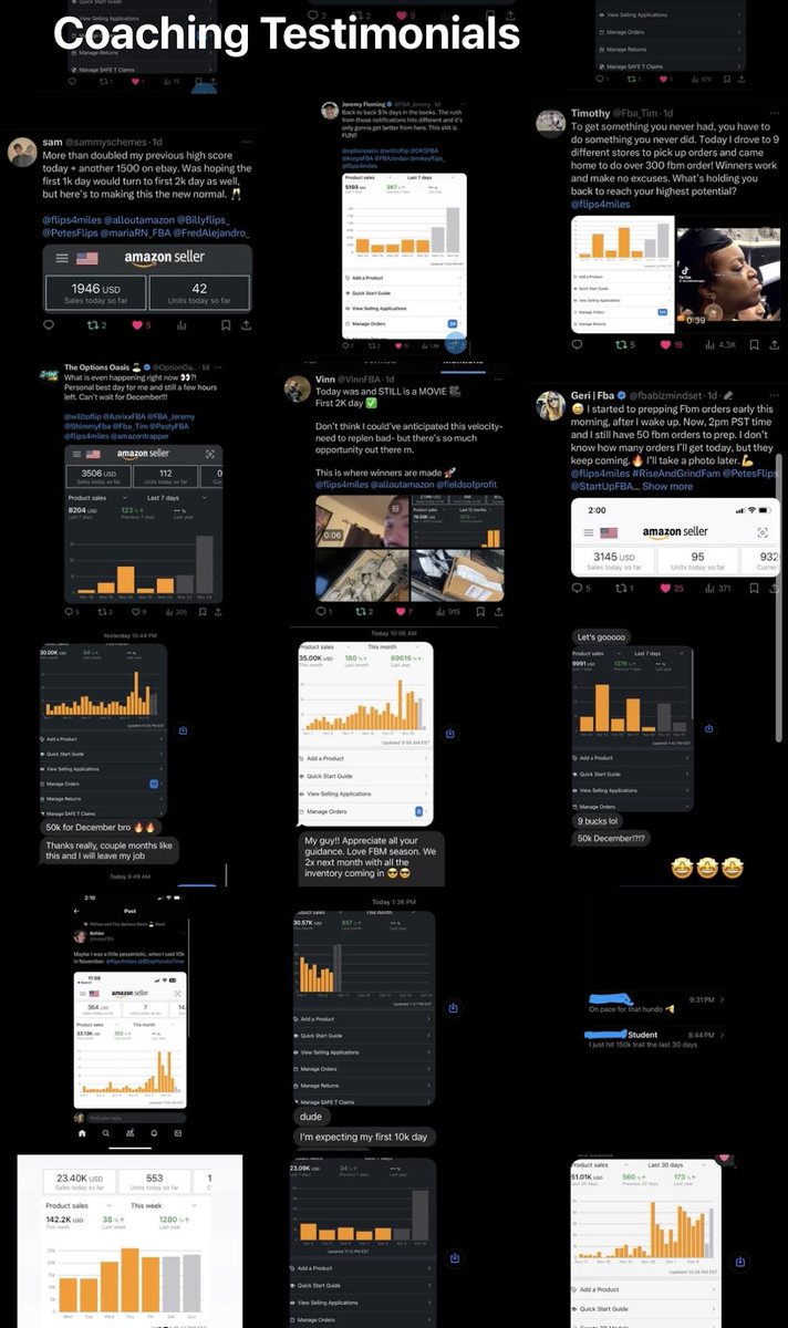 flips4miles's tweet photo. At the end of December 2025 I surveyed my coaching students and asked one question: what were your Amazon sales this month?

204 answered.

154 did $10K+
82 did $50K+
50 did $100K+

These results are just ridiculously higher than any other group in the industry… I would bet everything on that lol.

Looking to take some new student on this month for the 2026 Holiday run. Book a call here for more info: https://t.co/Jt4XuGgdr4