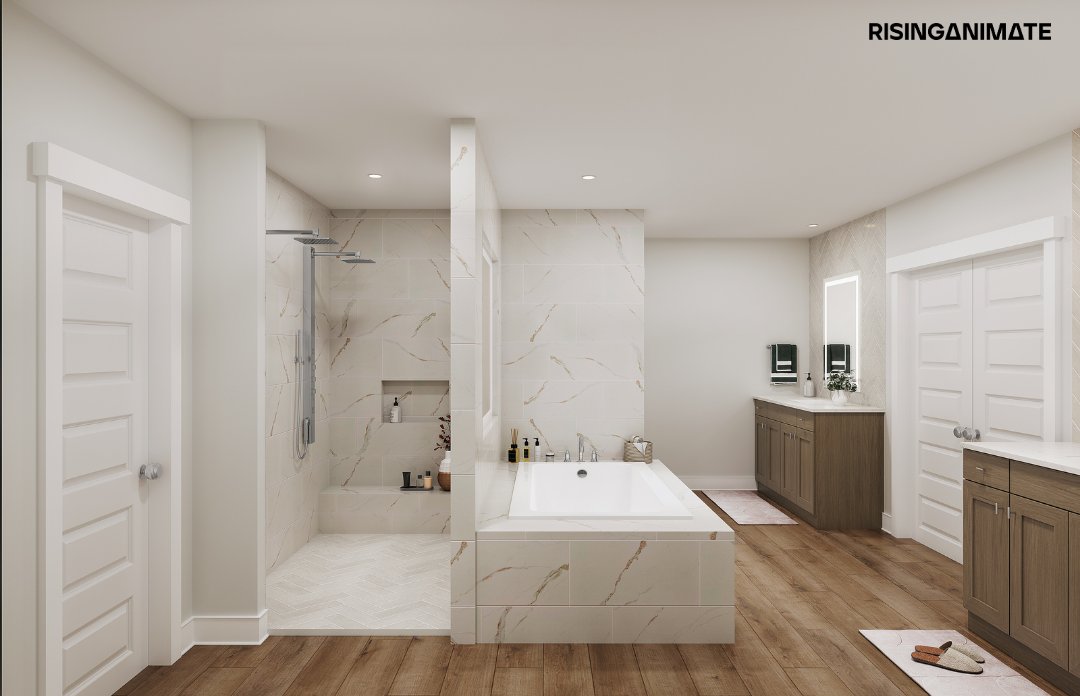 risinganimate's tweet photo. Clean lines, warm wood tones, marble-inspired finishes thoughtful detailing come together to create bathroom that feels both sophisticated and inviting. From the freestanding tub to the refined vanity, every element adds to a calm, contemporary retreat.

https://t.co/UjGNjmzveu https://t.co/UlrqjEmtPl