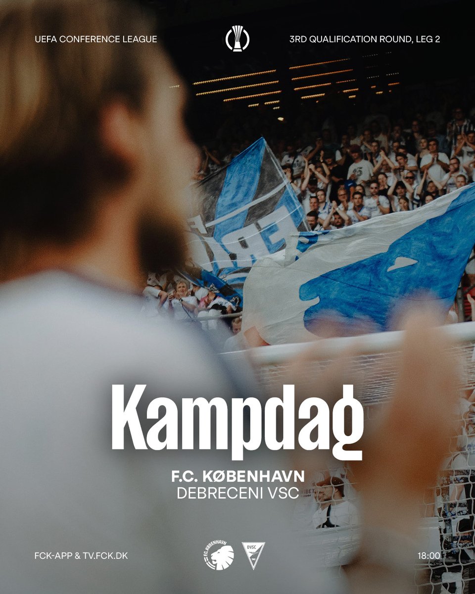 FCKobenhavn's tweet photo. 𝙂𝙖𝙢𝙚𝙙𝙖𝙮 - let’s settle this at home ⚪️🔵
Find din billet på https://t.co/v5WutYevUg til børn fra 40,- kr. og fra 100,- kr. for voksne 🏟️
Se kampen live på https://t.co/8Vj1VQxL1U og i din FCK-app 📺
#fcklive #kampdag https://t.co/SqseDypk8u