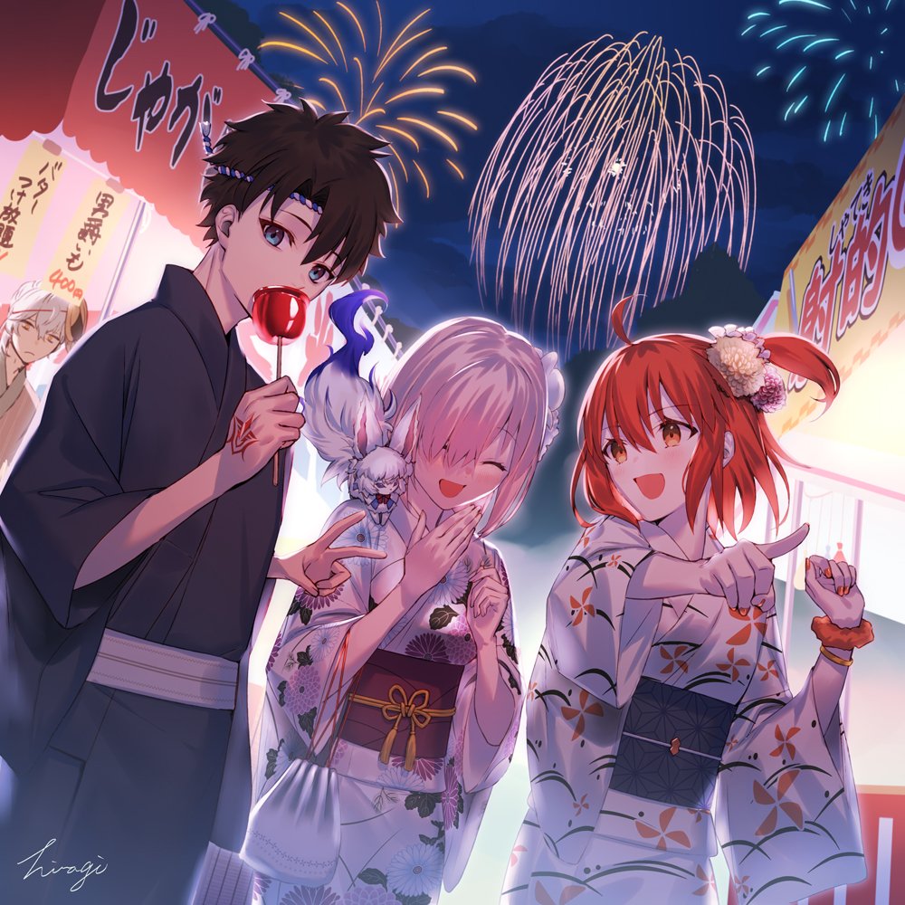 karashriker's tweet photo. 浴衣ぐだマシュ（とカドック） https://t.co/62BUEvwHyB