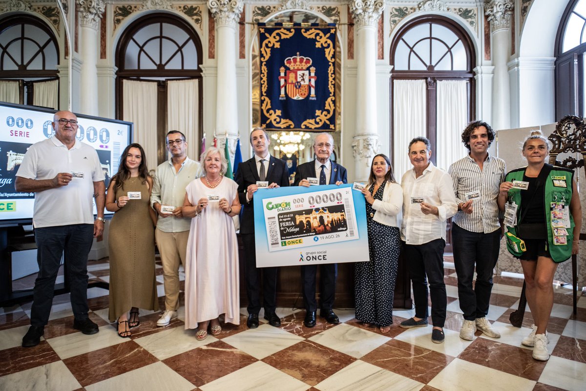 malaga's tweet photo. El cupón de la @ONCE_oficial lleva la @feria_malaga a toda España. Cinco millones de cupones incluyen la magen de la portada de la Feria de Agosto en el sorteo del miércoles 19. Más información 👉 https://t.co/NHSlROJRBT https://t.co/am0ARTupyD