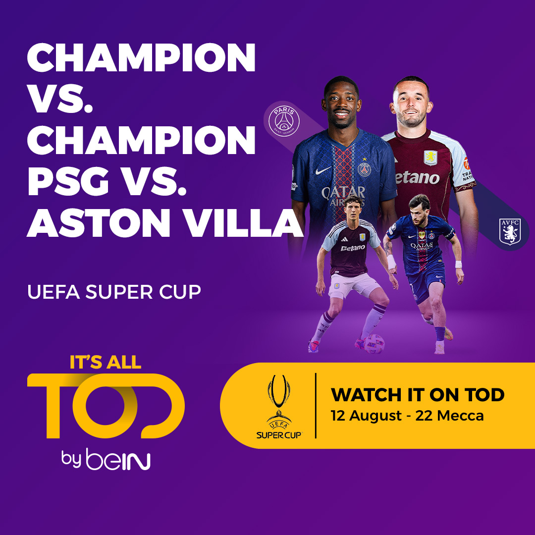 tod_tv's tweet photo. Champion vs champion. PSG face Aston Villa for the UEFA Super Cup. Live HDR exclusive on TOD.