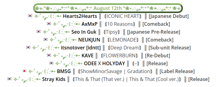 EXOFan4Life2014's tweet photo. Upcoming Comebacks, Debuts and Releases!
#Hearts2Hearts #AxMxP #SeoInGuk #NEUKJUN #itsnotover #idntt #KAVE #ODEExHOLYDAY #BMSG #StrayKids #Splayit #UNIVER23 #YEONJUN #HANTEY #HYNN #Sumin https://t.co/VCDe9SZn7l