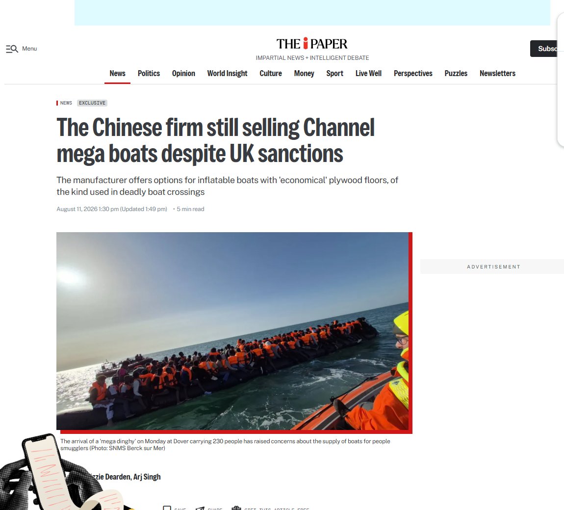 fbermingham's tweet photo. A Chinese company the UK gov sanctioned for selling boats to people smugglers is still offering the vessels on its website

Weihai Yamar Outdoors Products boats are made to order in China, shipped to Turkey &amp; transported to France via Bulgaria and Germany.

Why would they stop?! https://t.co/8K6Rprb2dz