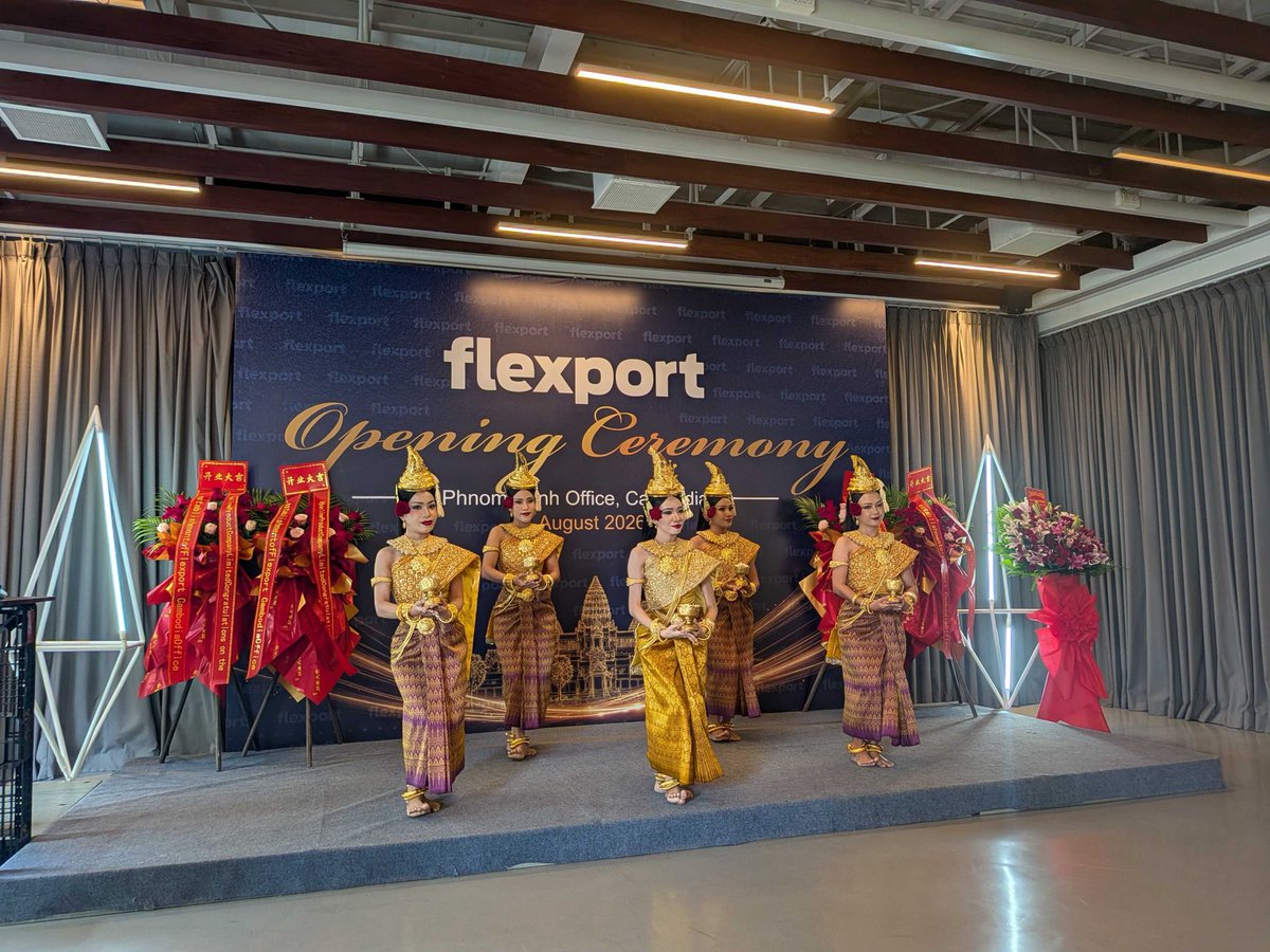 typesfast's tweet photo. Flexport Cambodia office has been blessed by traditional Cambodian dancers. Your shipments will arrive on time this year (after this typhoon clears). https://t.co/HNs2ggT7Cp
