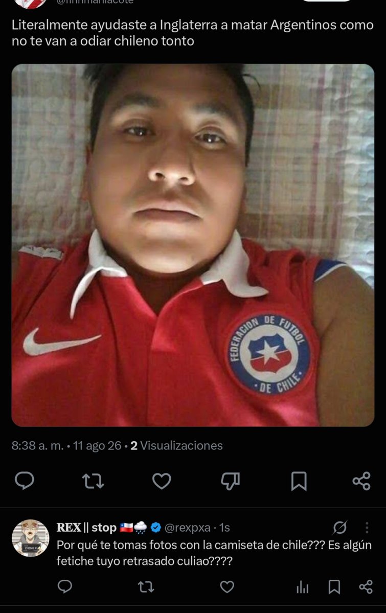 rexpxa's tweet photo. Si po, no vi que yo anduve vivo por esos años matando gente, pedazo de mierda 🖕🖕🇨🇱 https://t.co/73aJmzShEf