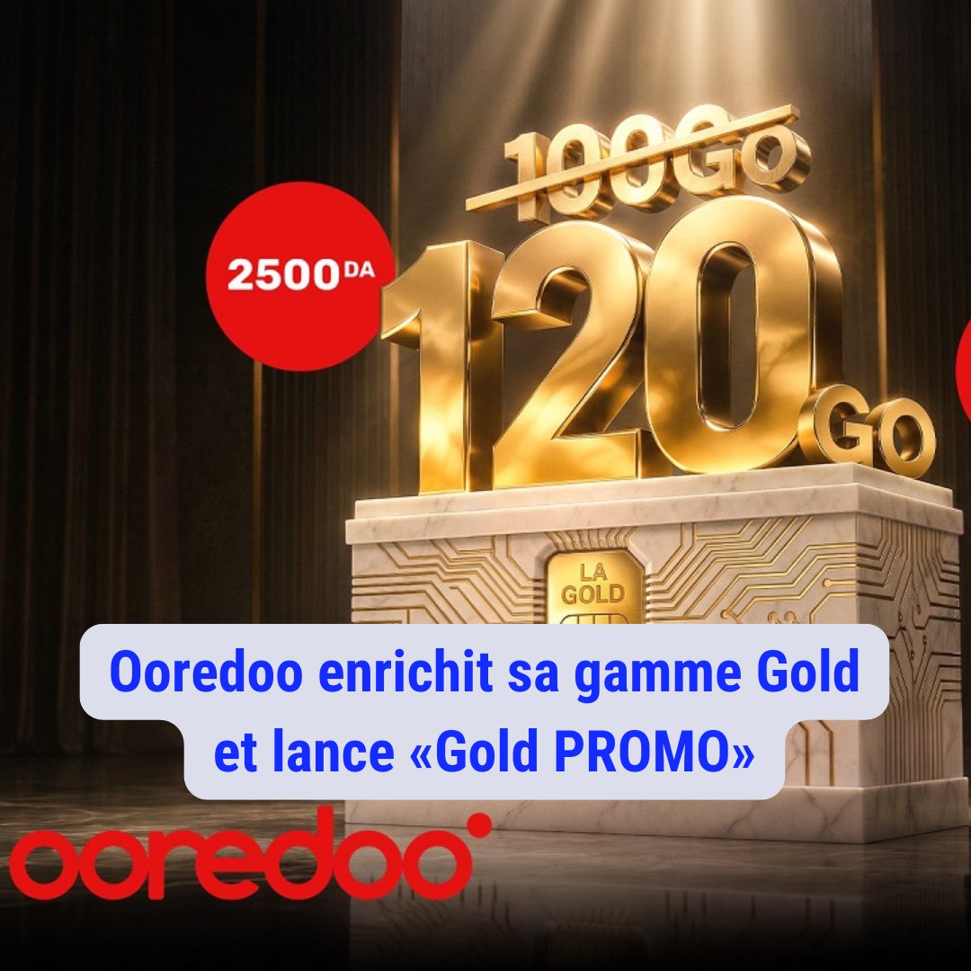 DzNtic's tweet photo. Ooredoo enrichit sa gamme Gold et lance «Gold PROMO» : plus d’Internet et d’appels au même prix !

Les détails dans le lien suivant ⤵
https://t.co/wrSUjB4RVH

#algerie #Ooredoo #INTERNET #promo https://t.co/Z7T2ErUjaV