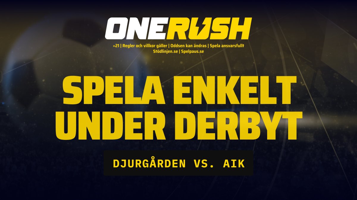 onerushcasino's tweet photo. Derbydag ⚡⚽ Spela enkelt under derbyt, DIF mot AIK kl 14:00.

⚡https://t.co/Un9IDxfgML⚡

21+ | Spela ansvarsfullt | Stödlinjen | Spelpaus https://t.co/Po3ju4wQCN