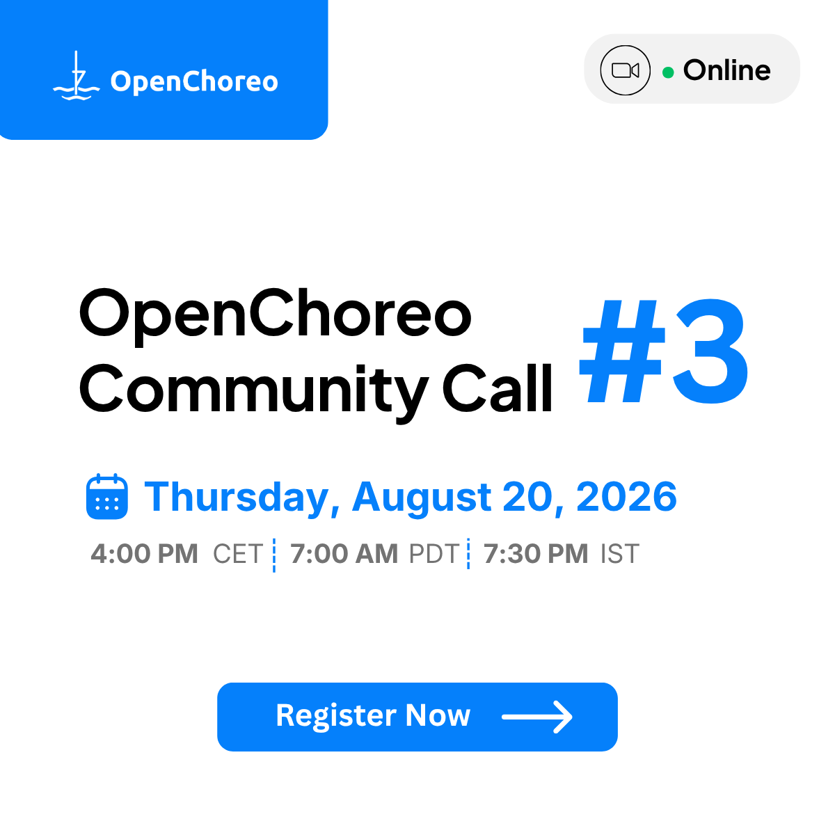 openchoreo's tweet photo. The next OpenChoreo Community Call is happening on August 20!

Join us for project updates, community discussions and live Q&amp;A.

Have a topic you'd like us to cover? Comment it below.

4 PM CEST | 7 AM PDT | 7:30 PM IST

Register: https://t.co/ICY0zQDZ98 https://t.co/xv3lhyMGMp