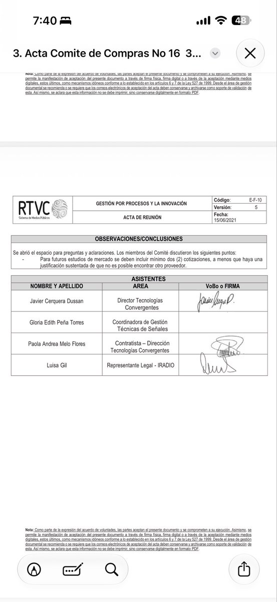 losetodo_col's tweet photo. #denunciaciudada @El_Justicier007 es importante realizar y verificar el verdadero calentado y si tiene y red de corrupción que se robaron a RTVC por año para que investigue, el contrato 1443 de 2024, entre Iradio y RTVC dueña Luisa Gil y @cgonzaleza08, este contrato comenzó tenía de todo un poco, no se podía pagar anticipo y lo pagaron como la obra inconclusa de Nazareth, como usted bien lo sabe y que fueron realizado por contratista de la entidad como Luis Carlos Guarín, para llevar acabo esto se inventaron el comité de compra como se evidencia en la foto donde es un comité amañado, pero lo más graba es que ellos mismo lo aprobaban.