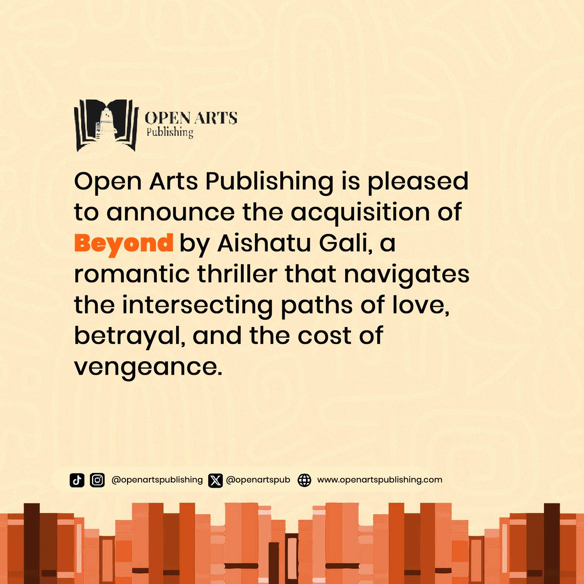 openartspub's tweet photo. 🚨 BREAKING NEWS FROM OPEN ARTS PUBLISHING!

Nine manuscripts made it through. Today, we introduce the very first. 

Meet Aishatu Gali (@booksbyaishatu ), whose forthcoming romance-thriller has joined the Open Arts Publishing list. 🖤

Cover &amp; release date coming soon. https://t.co/oDk45ZetmT